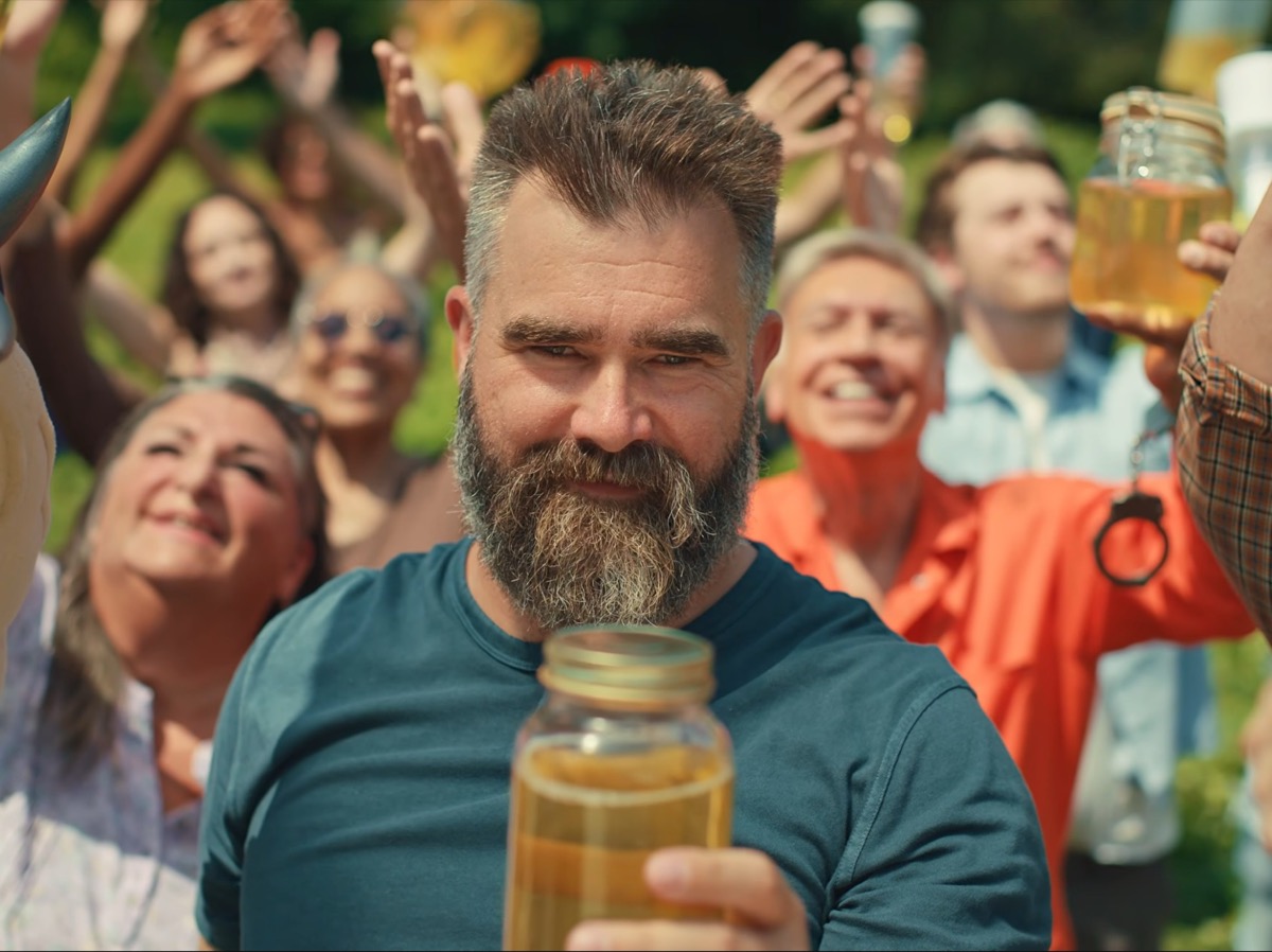 A still from Liquid Death's We Want Your Pee campaign video